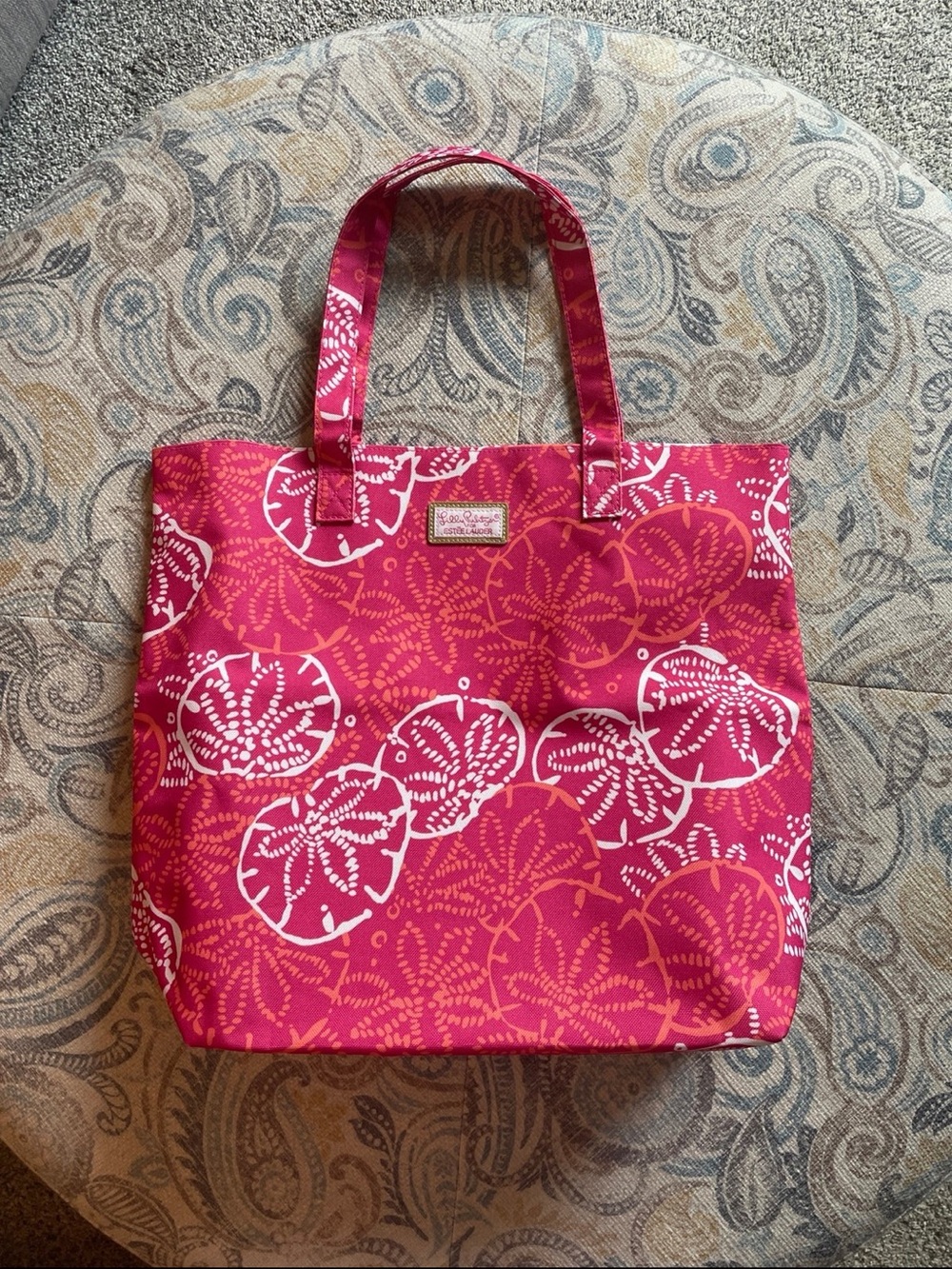 Bright Pink Sand Dollar Print Tote Bag